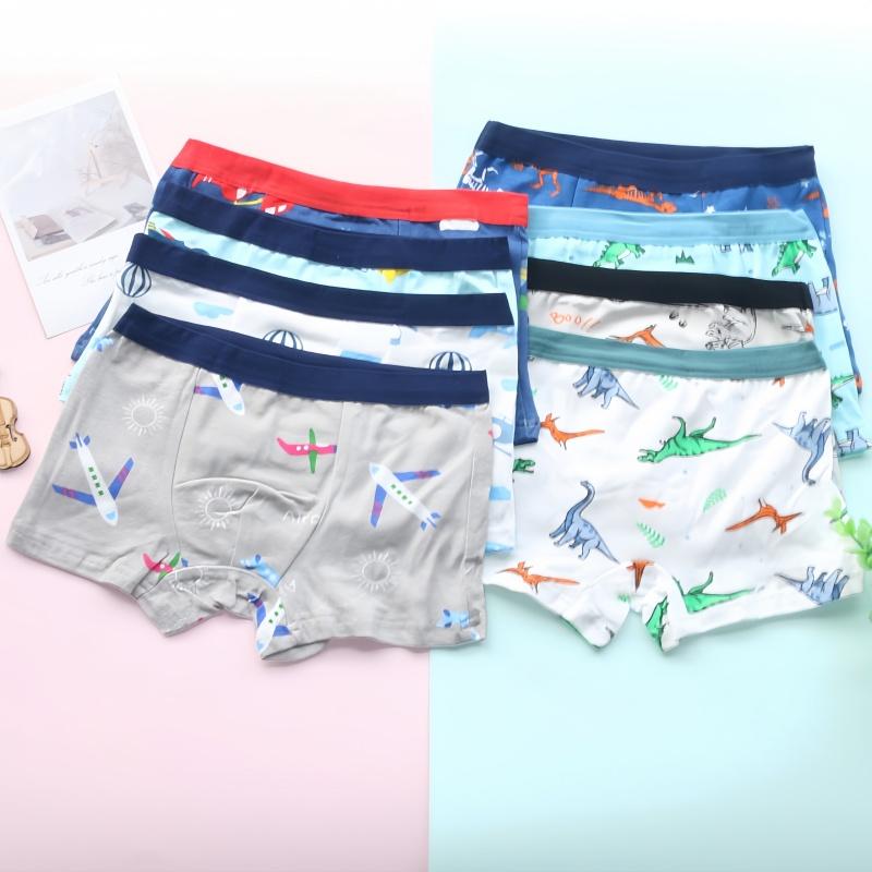 4pcs/Pack Boys Underwear Kids Cotton Boxer Cute Cartoon Training Boyshorts for Toddler Size 3-12 Years