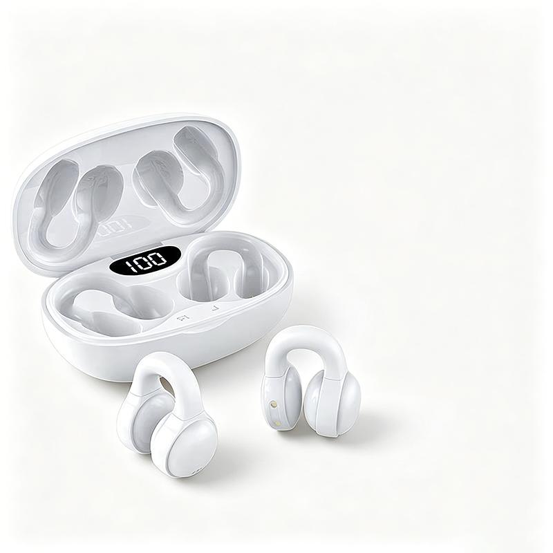 New Style 400mAh Long Battery Open-Ear Clip Bone Conduction Earbuds Touch Control for HiFi Sound Silicone Material Sports