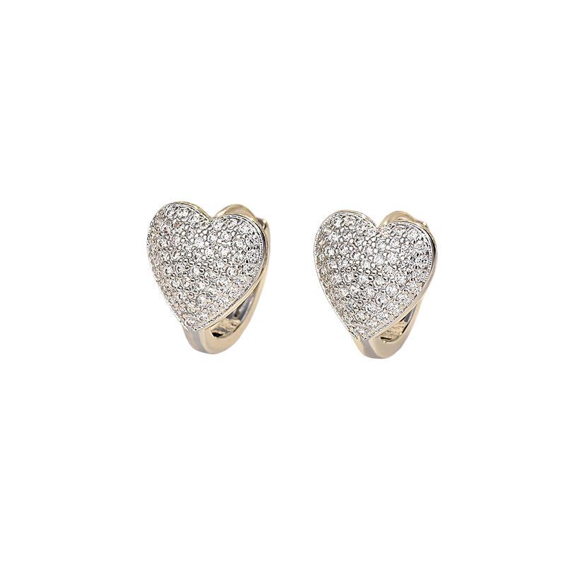 Zircon Heart-shaped Earrings Light Luxury Senior Sense of Love Earrings Temperament Earrings Fashion Jewelry