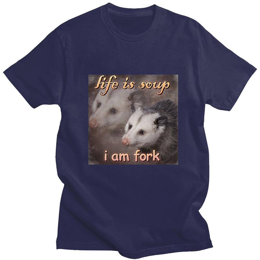 Забавная футболка с принтом Life Is Soup I Am Fork, мужская и женская хлопковая летняя футболка с короткими рукавами, уличная футболка высокого качества
