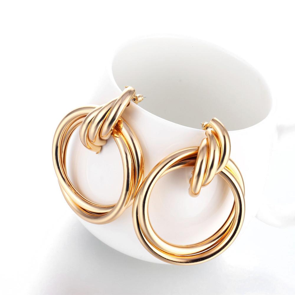 Unique Round Alloy Earrings For Women Modern European Style Perfect Gift Option