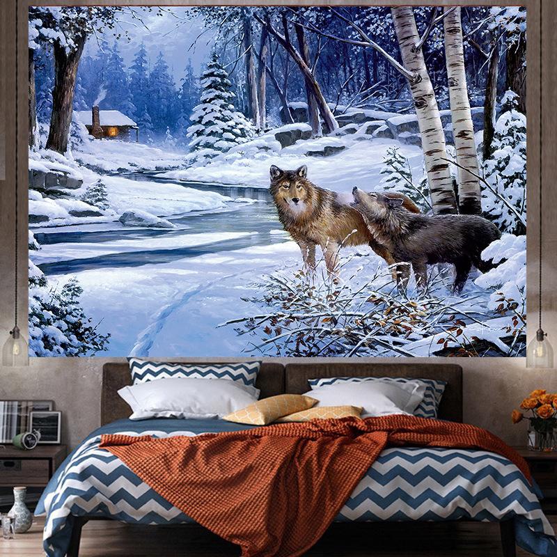 Большой гобелен с изображением животных, настенный гобелен с геометрическим рисунком, хиппи, домашний декор, эстетическое украшение