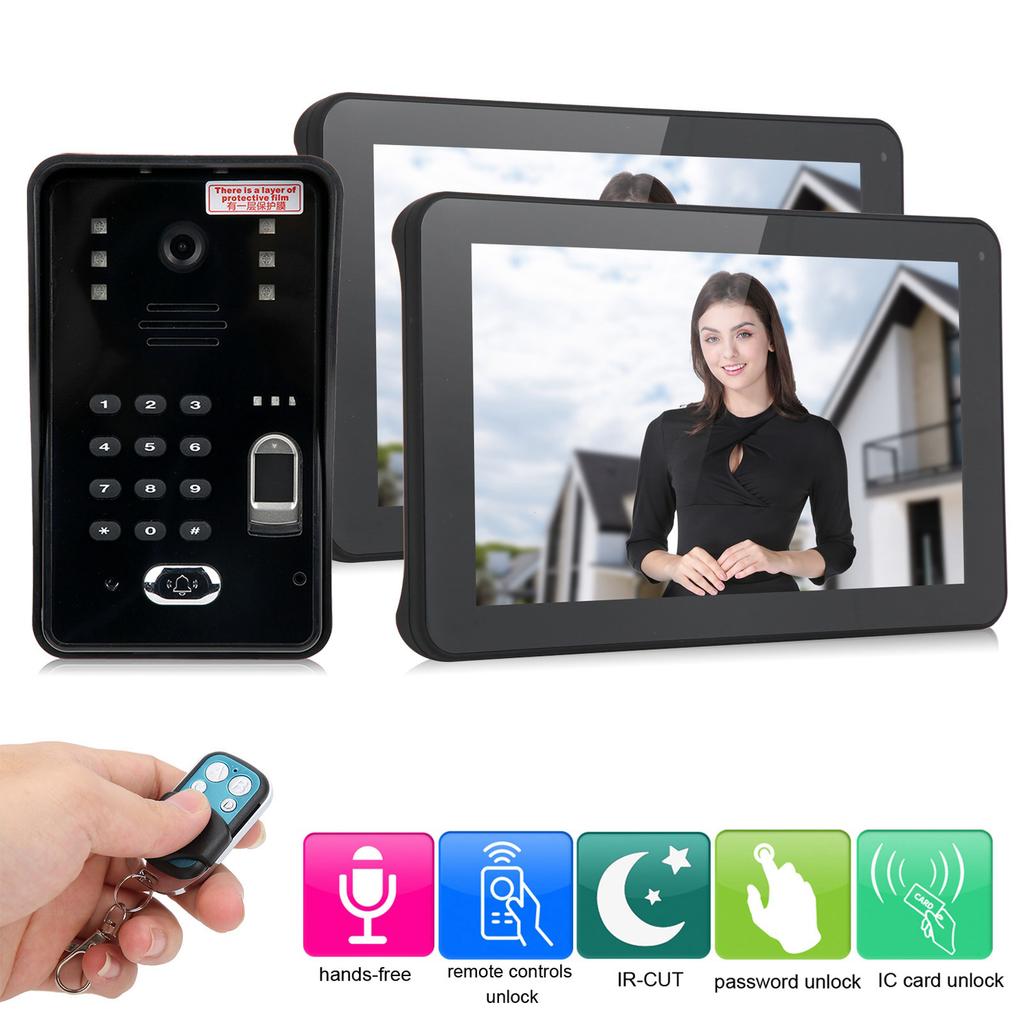 9-дюймовый видеодомофон Проводной Wi-Fi 2 монитора Отпечаток пальца Пароль IC-карта Удаленный доступ Управление