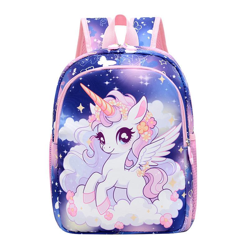 Cute Unicorn Pattern Lightweight Nylon School Backpack For Girls In Bright Colors