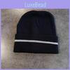 Winter Acrylic Knit Cap With Reflective Stripe For Men High Top No Brim Cold Weather Fashion Accessory