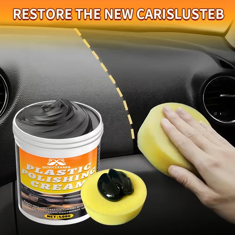 Car Plastic Repair Polishing Wax - 400g Large Capacity Dashboard, Tire, Bumper Care Cream, Brightening and Scr Removal, Essentia
