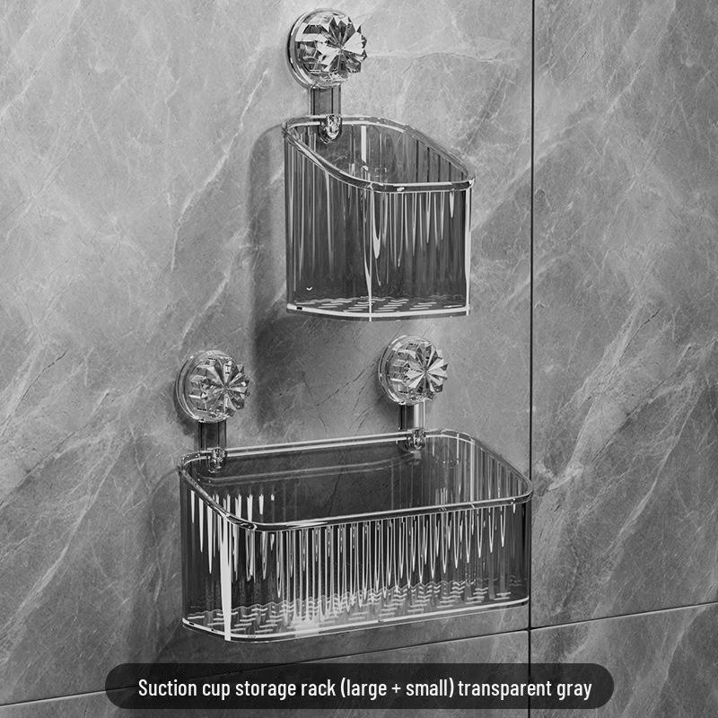 Elegant Suction Cup Bathroom Organizer: No-Drill Toothbrush & Toothpaste Holder