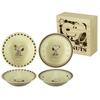 PEANUTS Snoopy Salad Bowl Deep Plate 4 Pieces Fruit Plate Diameter 14cm X Depth 3cm Microwave and Dishwasher Safe Wooden Box Gift Made In Japan