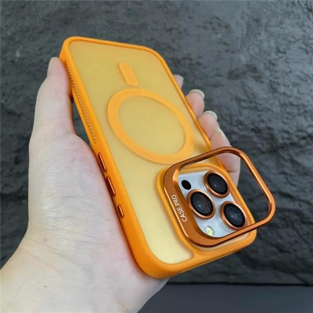 Роскошный матовый чехол для iPhone 15 Pro Max с магнитным креплением Magsafe для iPhone 11 12 13 14 16 Plus, защитная крышка с подставкой-держателем для объектива