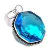 Swiss Blue Topaz Gemstone Handmade 925 Sterling Silver Gift Pendant 2.17" V4Y66