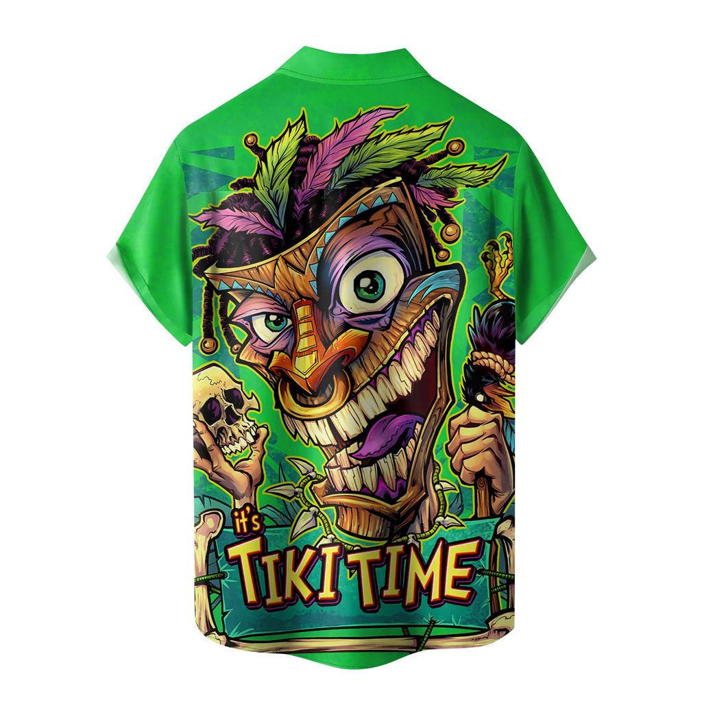 Новая летняя мужская облегающая рубашка с принтом, большая модная повседневная мужская рубашка с коротким рукавом