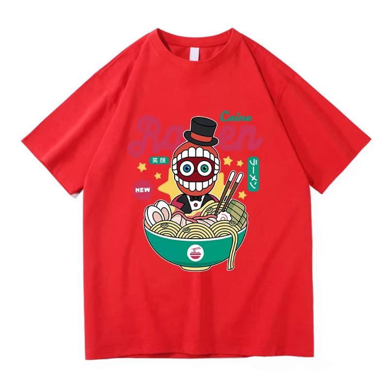 Футболка Amazing Digital Circus Jax Ramen, модная женская футболка Caine Pomni, футболка унисекс с милым кроликом и лапшой, хлопковая футболка.