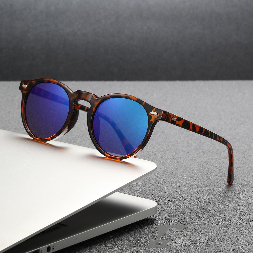 Художественные и ретро очки, круглые и модные солнцезащитные очки с заклепками, солнцезащитные очки с леопардовым принтом под черепаху