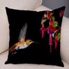 Hummingbird Flower Cushion Cover Vibrant Bird And Floral Print Soft Fabric Living Room Sofa Home Decor Pillow Case