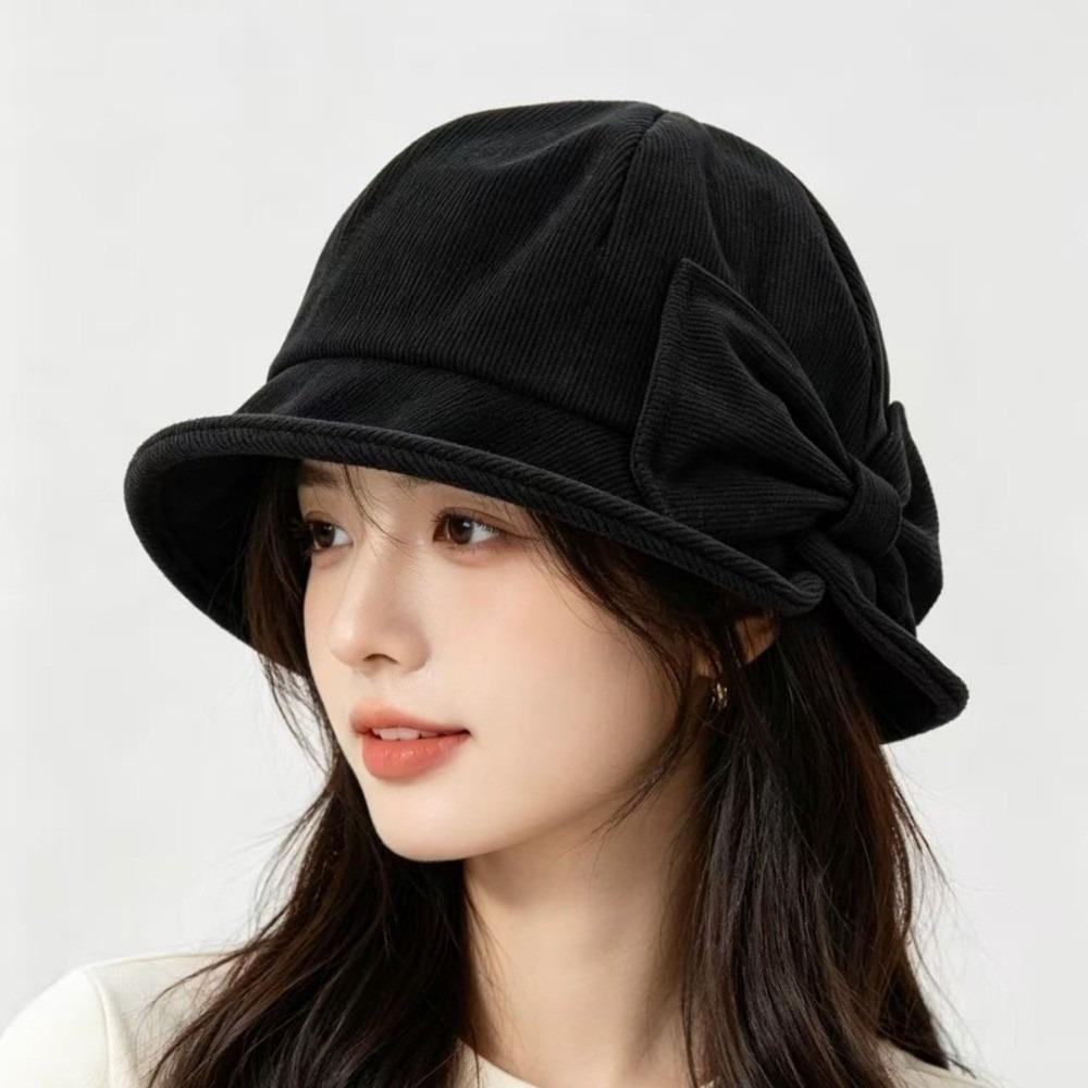 Warm Construction Vintage Bucket Hat Cold Resistant Bow Bucket Hat Women's Bucket Hat  Outdoor Wear