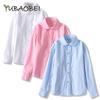 Girls' Cotton White Blouse Spring Autumn Primary School Students Clothes Kids School Uniforms Children's White Long-Sleeved Shirts Tops