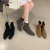 Модные универсальные маленькие короткие ботинки с мягкой подошвой и острым носком, женская обувь осень-зима 2025, новые осенние коричневые ковбойские джинсовые ботинки, тренд