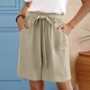Женские спортивные шорты, повседневные свободные однотонные шорты с эластичной резинкой на талии