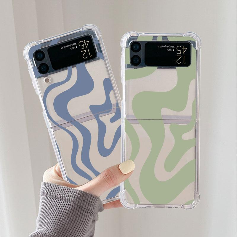 Роскошный чехол с текстурой коровы для Samsung Galaxy Z Flip 3 4 5G Funda Z Flip3, прозрачный жесткий противоударный чехол из ПК, чехол для телефона