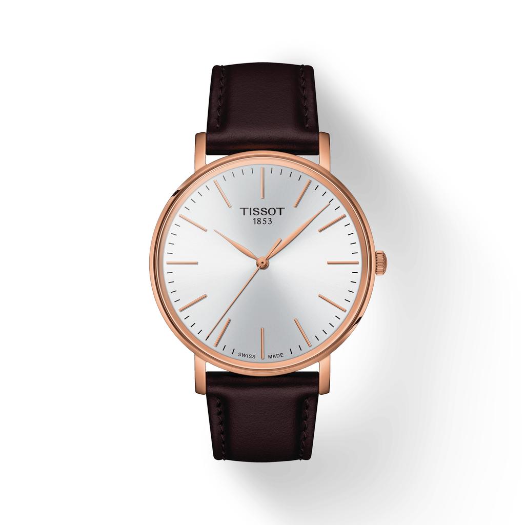 Tissot Мужские модные часы T143.410.36.011.00 с белым циферблатом и кожаным ремешком