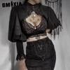 Short Blouse Women Feature Lace Bag Edge Design Dark Palace Style High Neck Vest Top