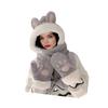 Women Hat Rabbit Ear Decor Thickened Warm 3 In 1 Hat Scarf Gloves Hiking Outings Shopping Winter Headwear