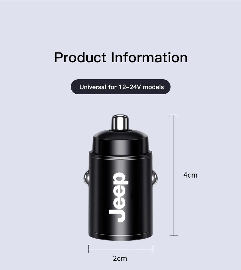 12V-24V Metal Jeep Car Charger Type-C QC 3.0 4.0 PD 100W Cigarette Lighter Fast Charging USB Phone Mini Charger Car Accessori