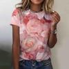 Women's T-Shirts Fashion 3d Floral Printing T Shirt Casual Tees Summer Clothing Basic Female Tops Print Oversized Pullover