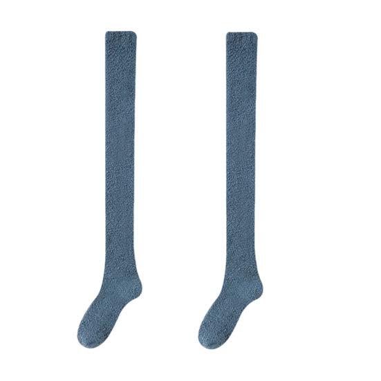 1 пара женских зимних носков Tihick Plush выше колена, нескользящие коралловые флиса однотонные теплые утолщенные чулки, теплые носки для разных случаев