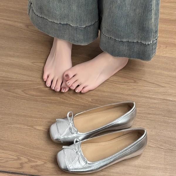 Версия из овчины~ кожаные маленькие туфли Мэри Джейн с внутренней высотой, женские французские ретро туфли-балетки с бантом, одинарные туфли