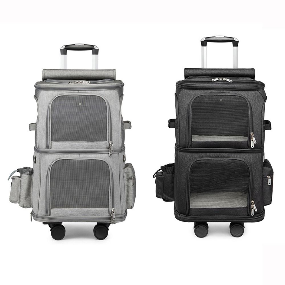 Сумка-тележка для домашних животных из ткани Оксфорд, двухслойная, бесшумная, 4-колесная, для собак и кошек, для улицы