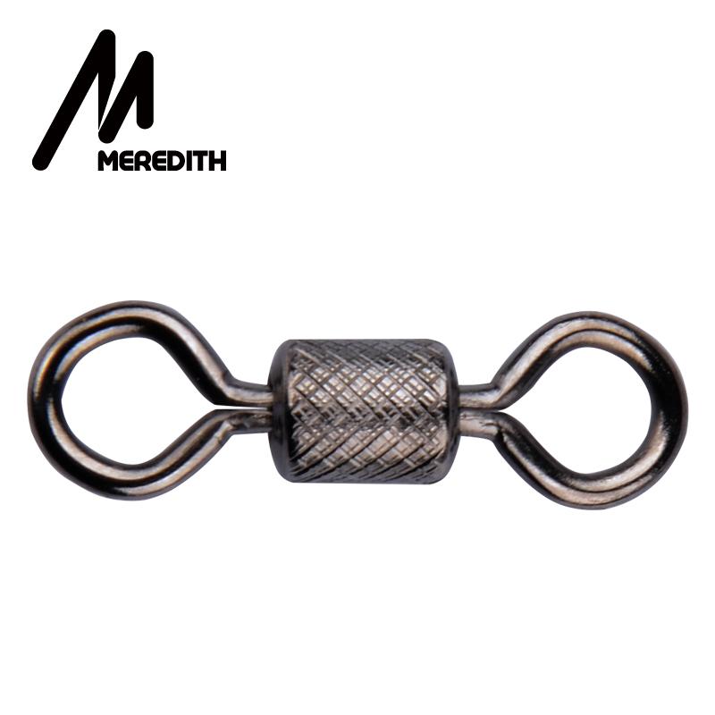 MEREDITH 50 шт./лот, вертлюжки для рыбалки, шарикоподшипниковый вертлюг с защитной защелкой, твердые кольца, вращающийся вертлюг для ловли карпа, аксессуары