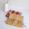 Yellow Plaid Linen Scarf Thin Versatile Shawl Summer Japanese Women'S Sunscreen Silk Scarf