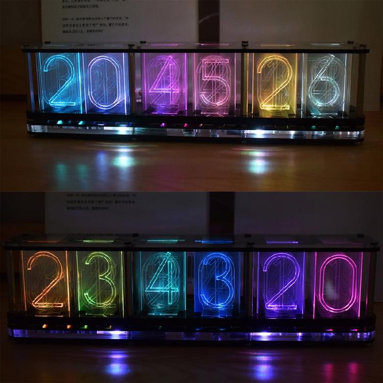 Светодиодные часы с имитацией псевдосветящейся трубки, RGB-цифровые часы для отображения времени и музыки.