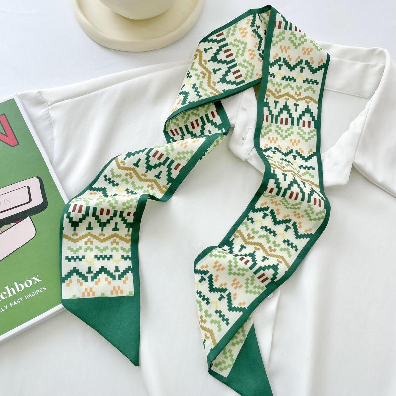 Long Silk Scarf, High-end New Versatile Hair Tie Streamer, Atmosphere Ribbon, Spring and Summer Decorative Scarf, Tied Bag Streamer