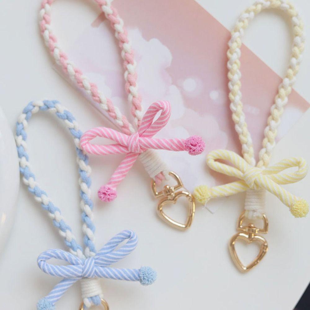 Anti-lost Bowknot Phone Lanyard Handmade Weaving Phone Wrist Strap DIY Decor