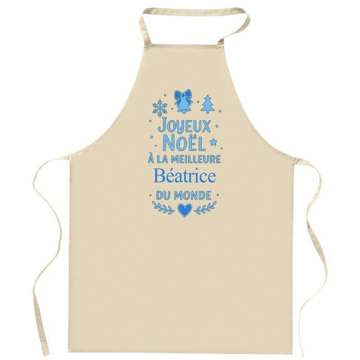 Tablier de cuisine - Planetee - Coton épais - Motif « Joyeux noël à la meilleure Béatrice » - Imprimé en France