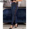 YYFS Women's Fashion Casual Colour Block Print High Waist Trousers Pants & Capris