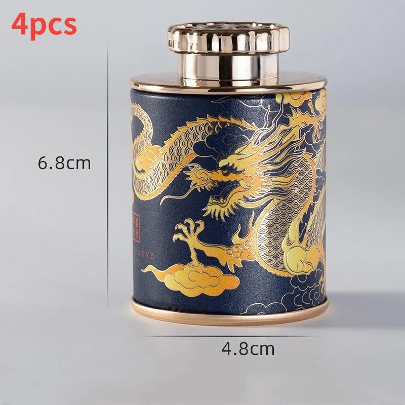Chinese Dragon Empty Tea Can Household Mini Green Black Tea Sealed Can Portable Tea Packaging Box Paper Storage Jars As Souvenir