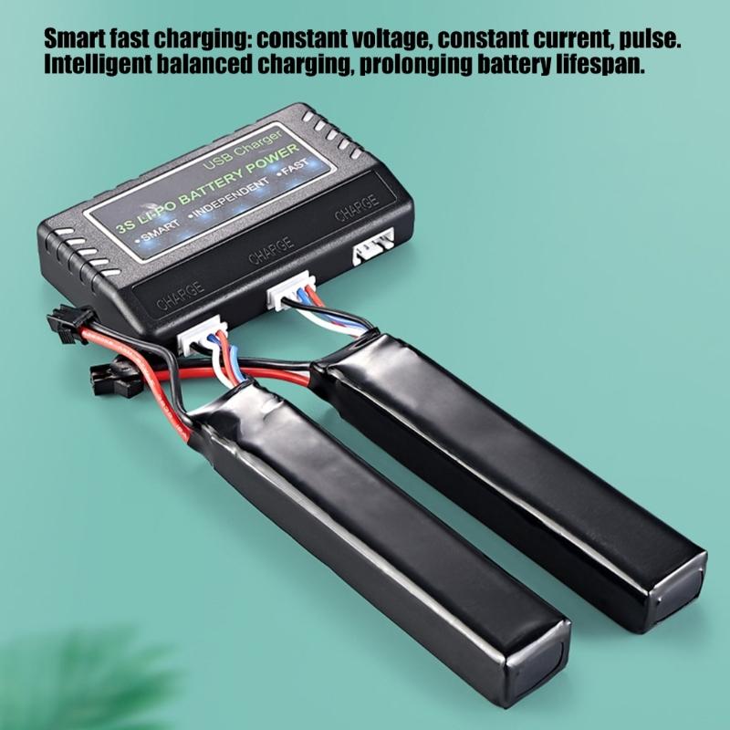 3S Battery Charger With 3 Independent Slots For Drones Car Model DC11.1V 800MAx3 Output Charging Slots