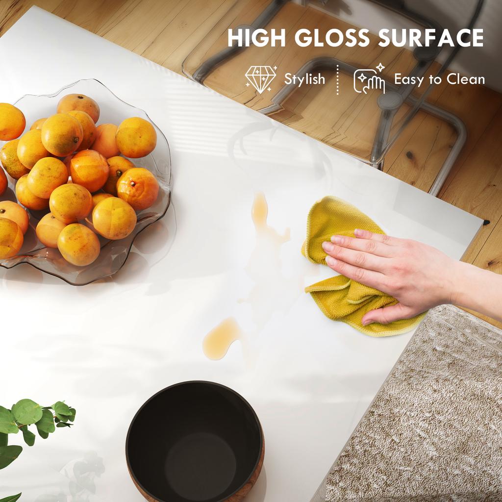 Extending Six Person High Gloss Dining Table White