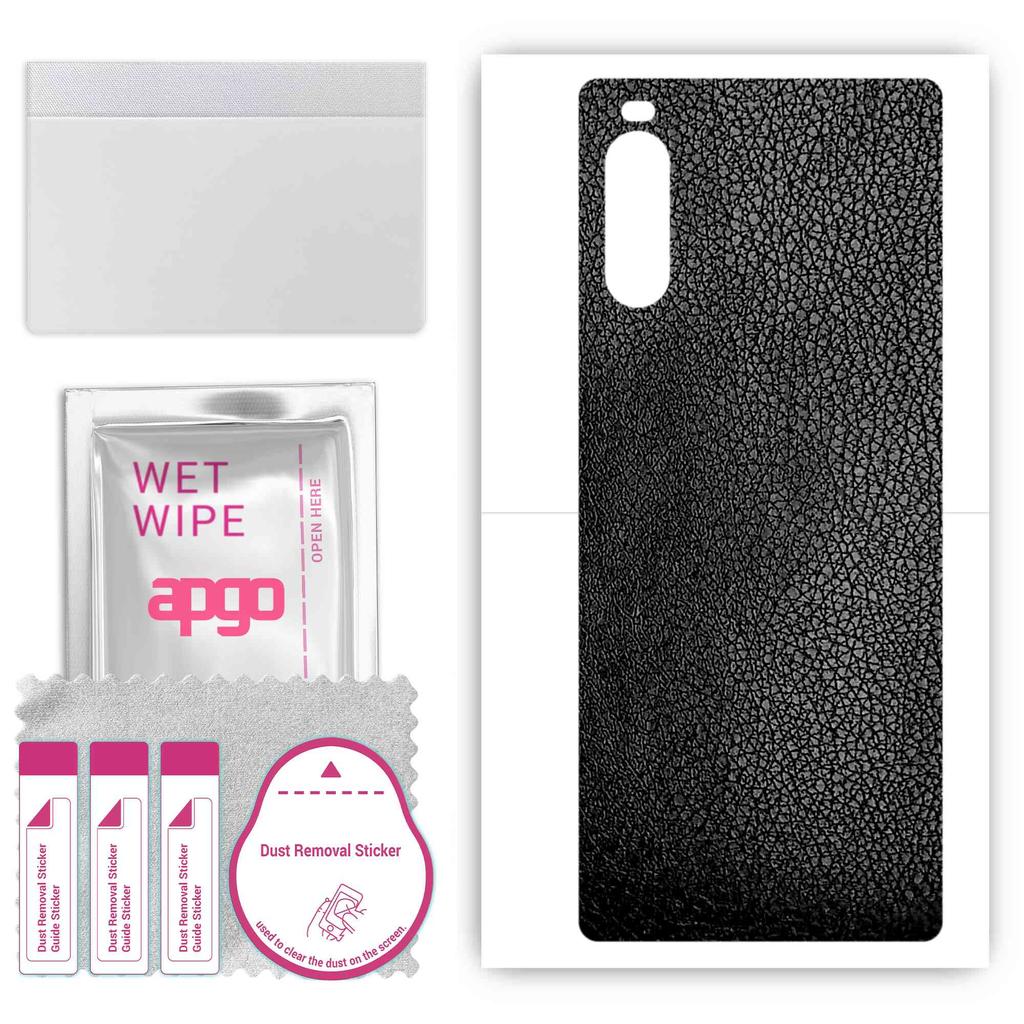 apgo Защитная наклейка на заднюю панель, совместимая с Sony Xperia 10 III SO-52B, пленка для обертывания, фольга, винил - узор из черной кожи