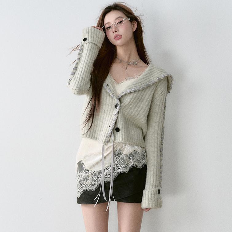 Dimanaf 2025 Свитеры Однотонный Кардиган Осень Короткий дизайн Женские V-образный вырез Свитеры Вязание Свободный Свитер