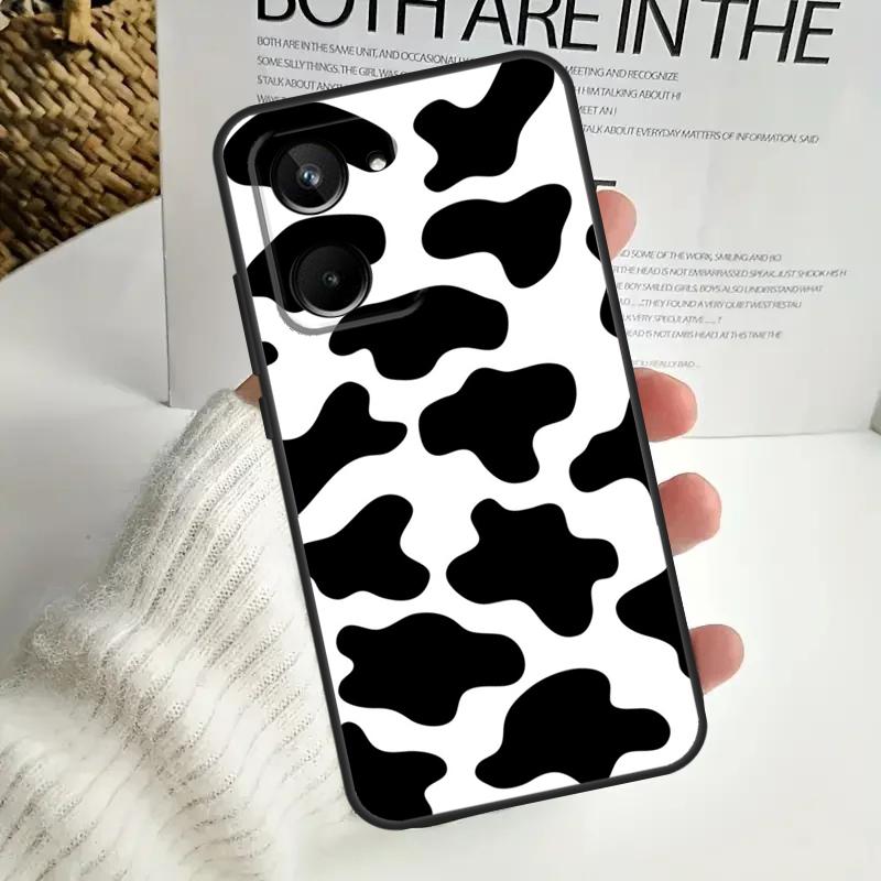 White Black Cow Print For Realme GT Neo 5 GT5 9 10 11 12 Pro Plus C30 C31 C33 C35 C25s C21Y C51 C55 C67 C53 Case