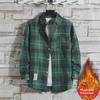2024 Men's Plaid Velvet Warm Long Sleeve Shirt - Autumn/Winter Collection