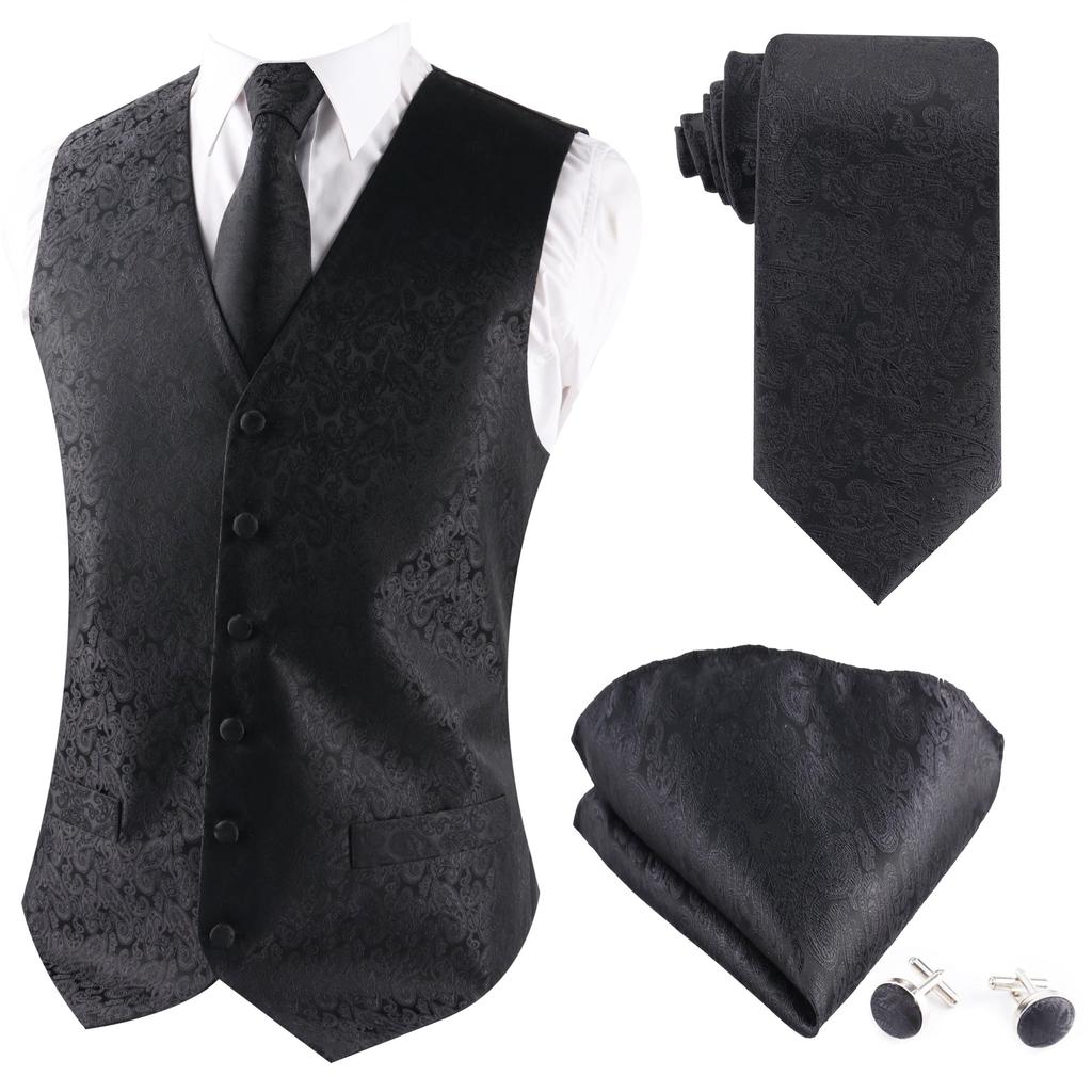 Мужской формальный свадебный жилет с цветочным узором пейсли, жилет, тонкий смокинг, комплект с шелковым галстуком