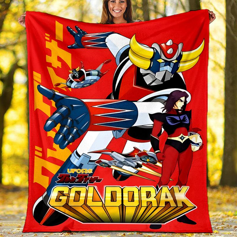 1pc UFO Robot Grendizer3 Theme Blanket - Digital Print, Polyester, Cozy for All Seasons, Perfect for Outdoor, Camping, and Travel