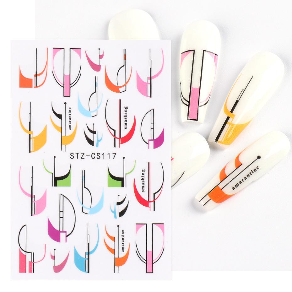 Nail Art Sticker, French Bronzing Scribbled Metal Gold Line Adhesive Nail Sticker