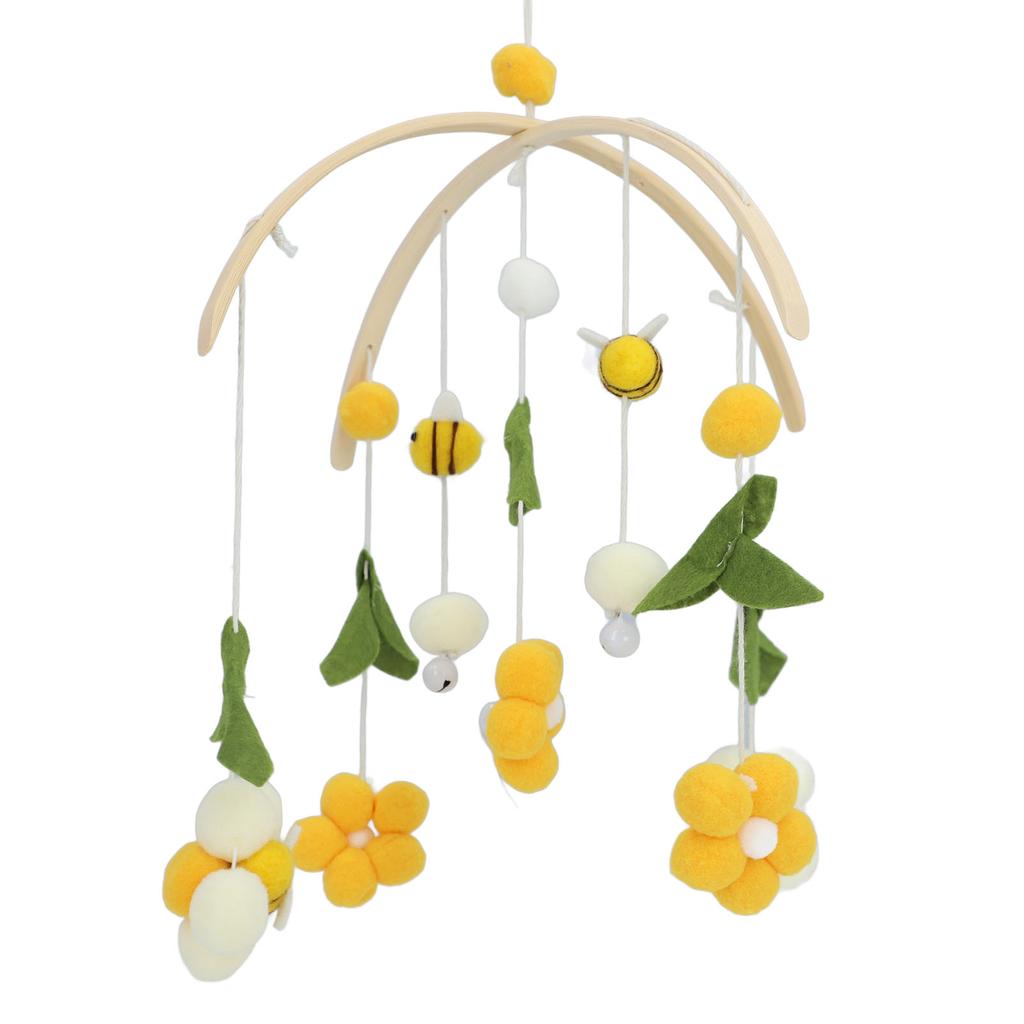 Bee Flower Crib Mobile Green Leaves Nursery Decoration Infant Bedroom Hanging Toy for Bassinet