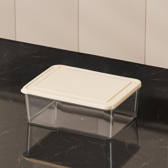 DYS Refrigerator Storage Box, with Lid, Clear Stackable Food Container, Microwave Safe Odor Resistant Freshness Keeper, for Fridge Organization